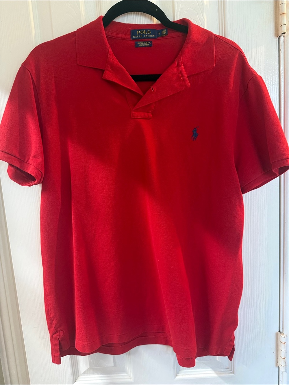 Polo by Ralph Lauren Red Short-Sleeve Pique Polo with Navy Pony